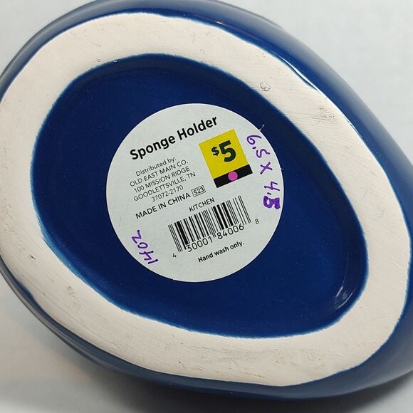 Navy Blue Whale Ceramic Kitchen Sponge Holder Multipurpose Figurine Nautical - Picture 11 of 16